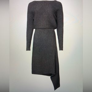 AllSaints Eva Metal Dress - Size Large, Wool Blend Sweater Dress, Gray